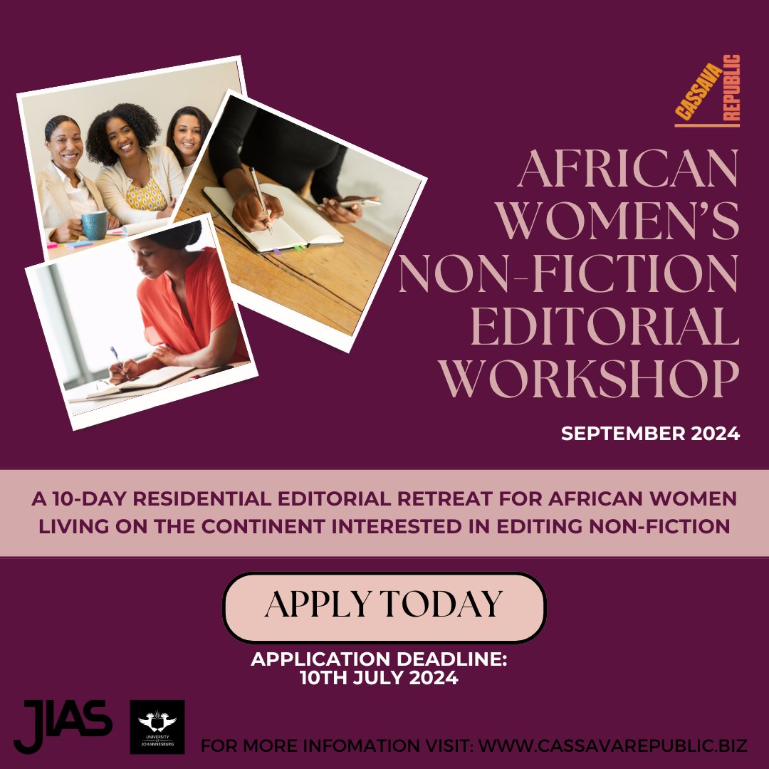 You are currently viewing Cassava Republic Press Invites Applications For The Upcoming African Women’s Non-fiction Editorial Workshop 