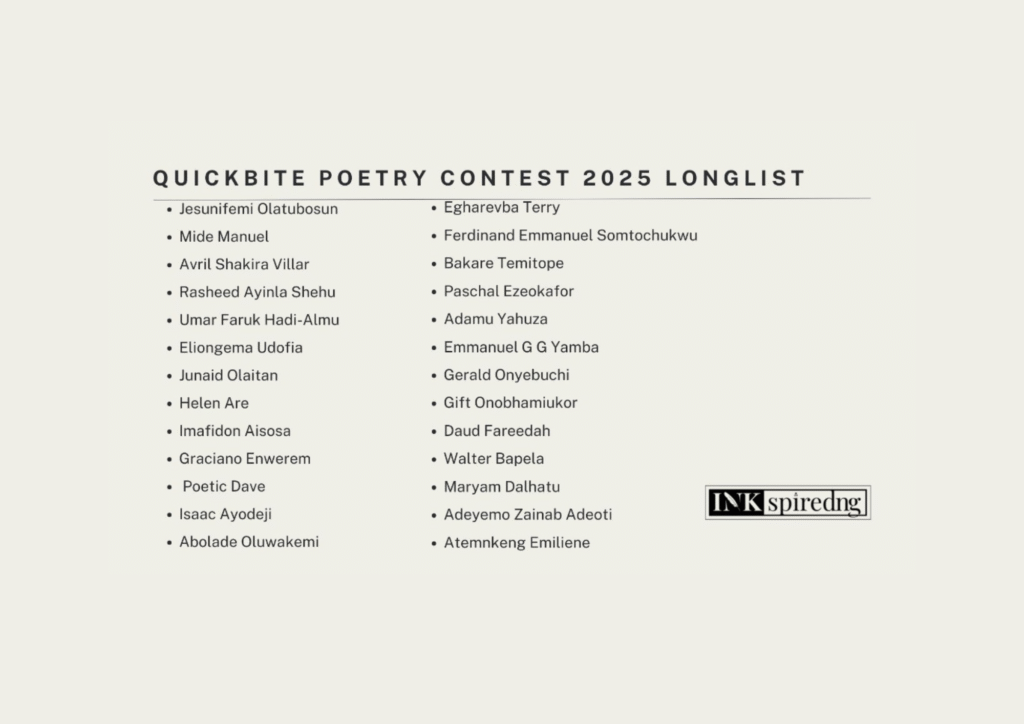 Read more about the article Quickbite Poetry Contest: 26 Poets Make 2025 Longlist