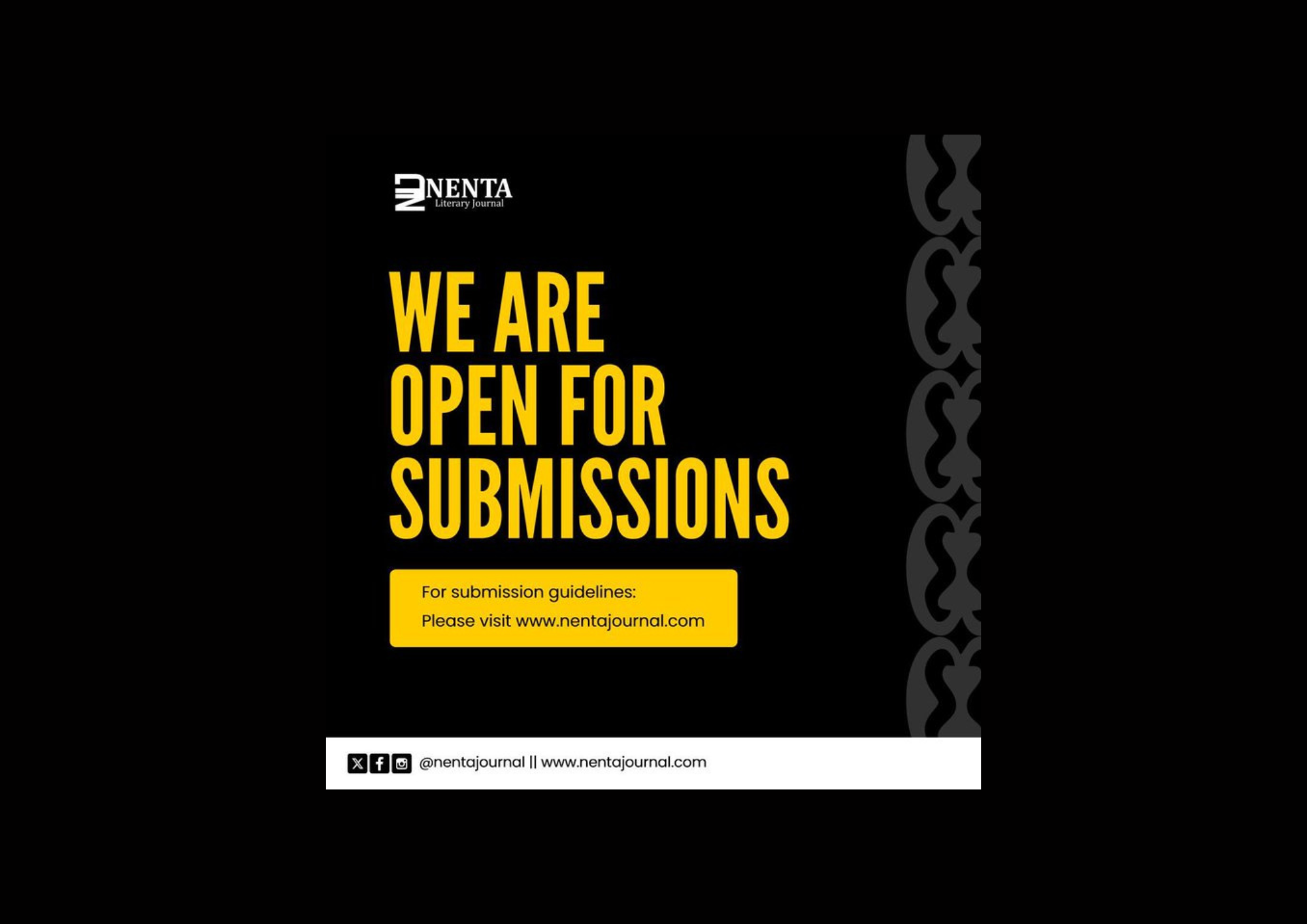 You are currently viewing NENTA Literary Journal Opens Submissions for October Issue