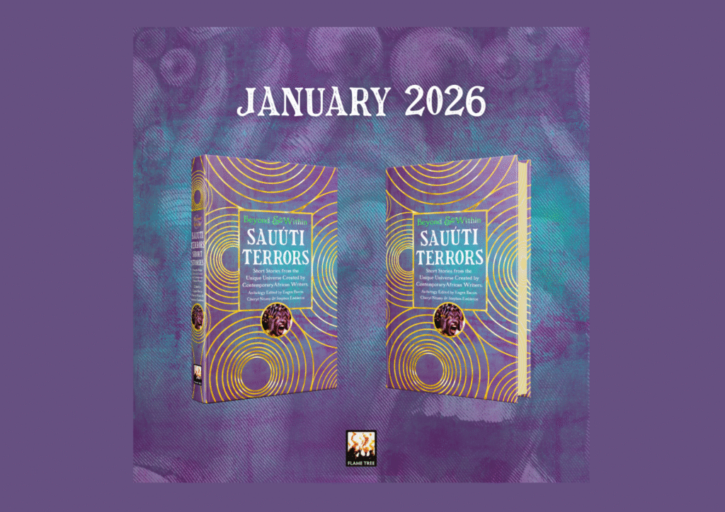 Read more about the article Cover Reveal: Sauúti Terrors Co-Edited by Eugen Bacon, Cheryl S. Ntumy, and Stephen Embleton