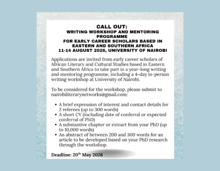 University of Nairobi Opens Applications for Writing and Mentoring Programme for Early Career African Literary Scholars