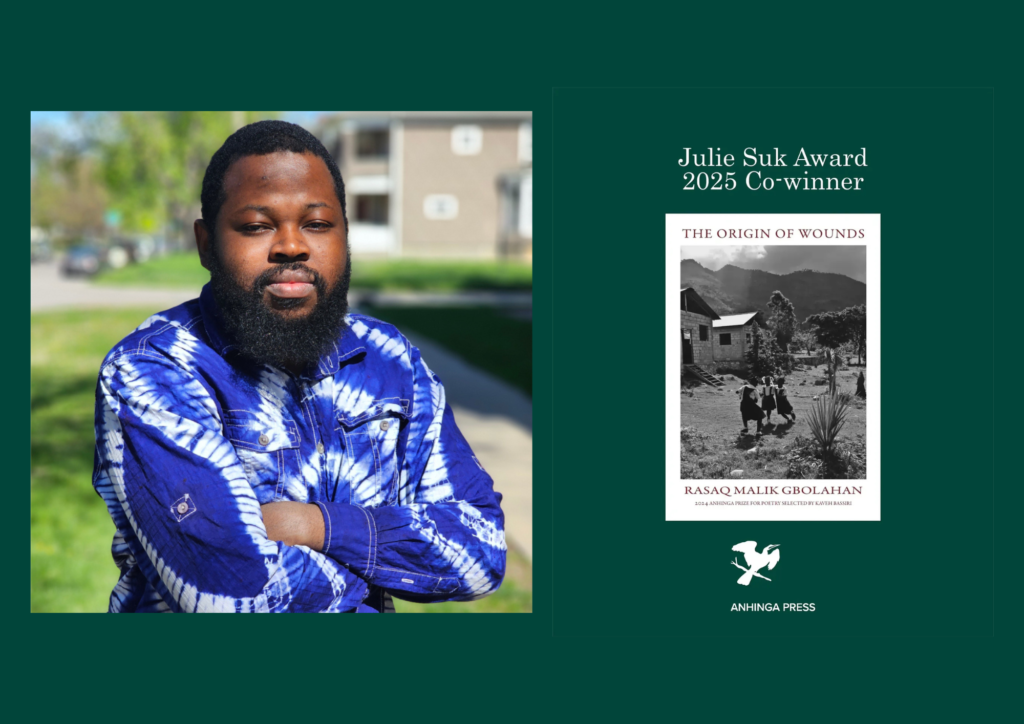 Read more about the article Rasaq Malik Gbolahan’s “The Origin of Wounds” Named Co-Winner of the 2025 Julie Suk Award